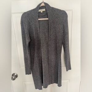 LOFT Charcoal Open Front Cardigan